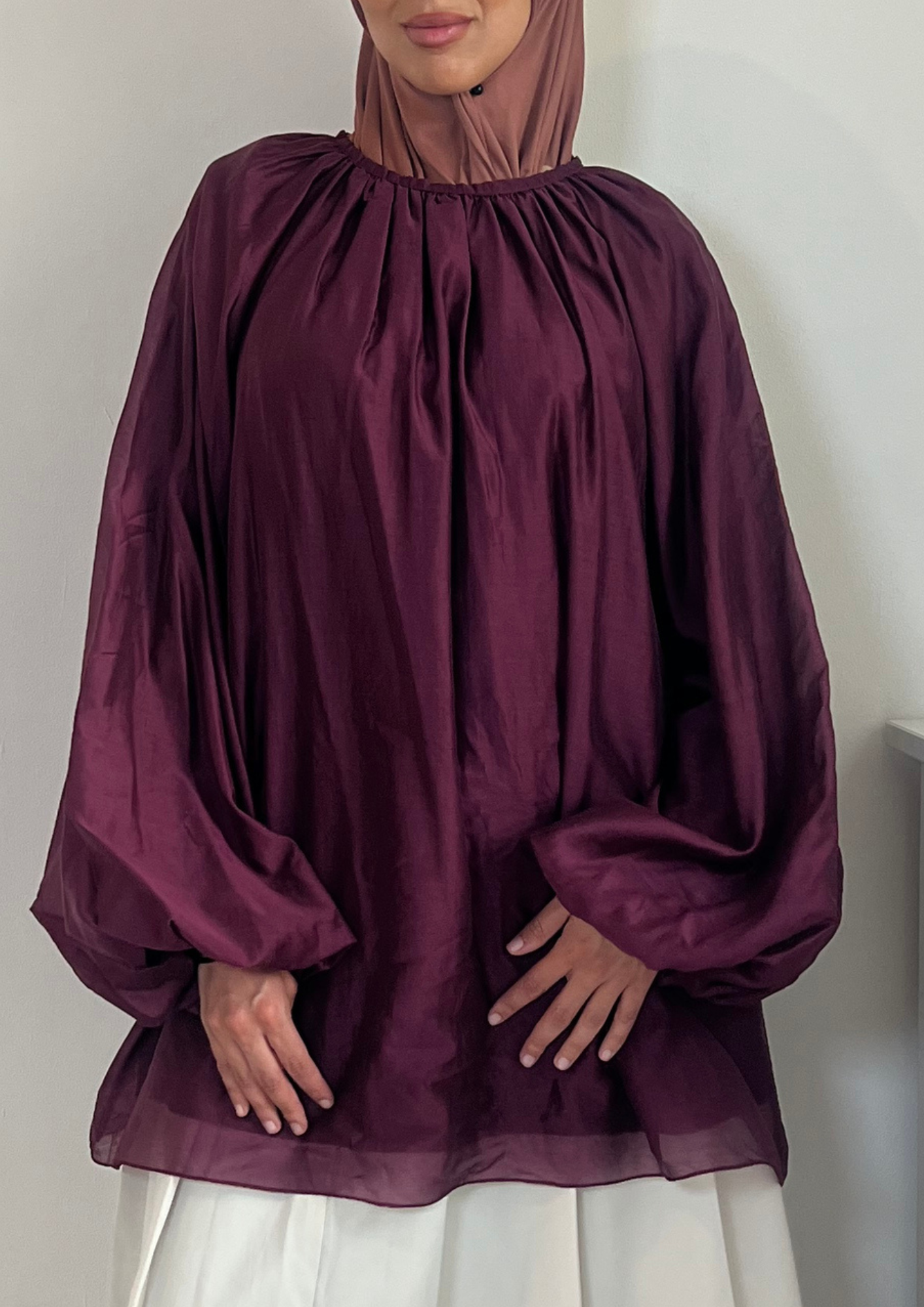 Chemise bouffante bordeaux