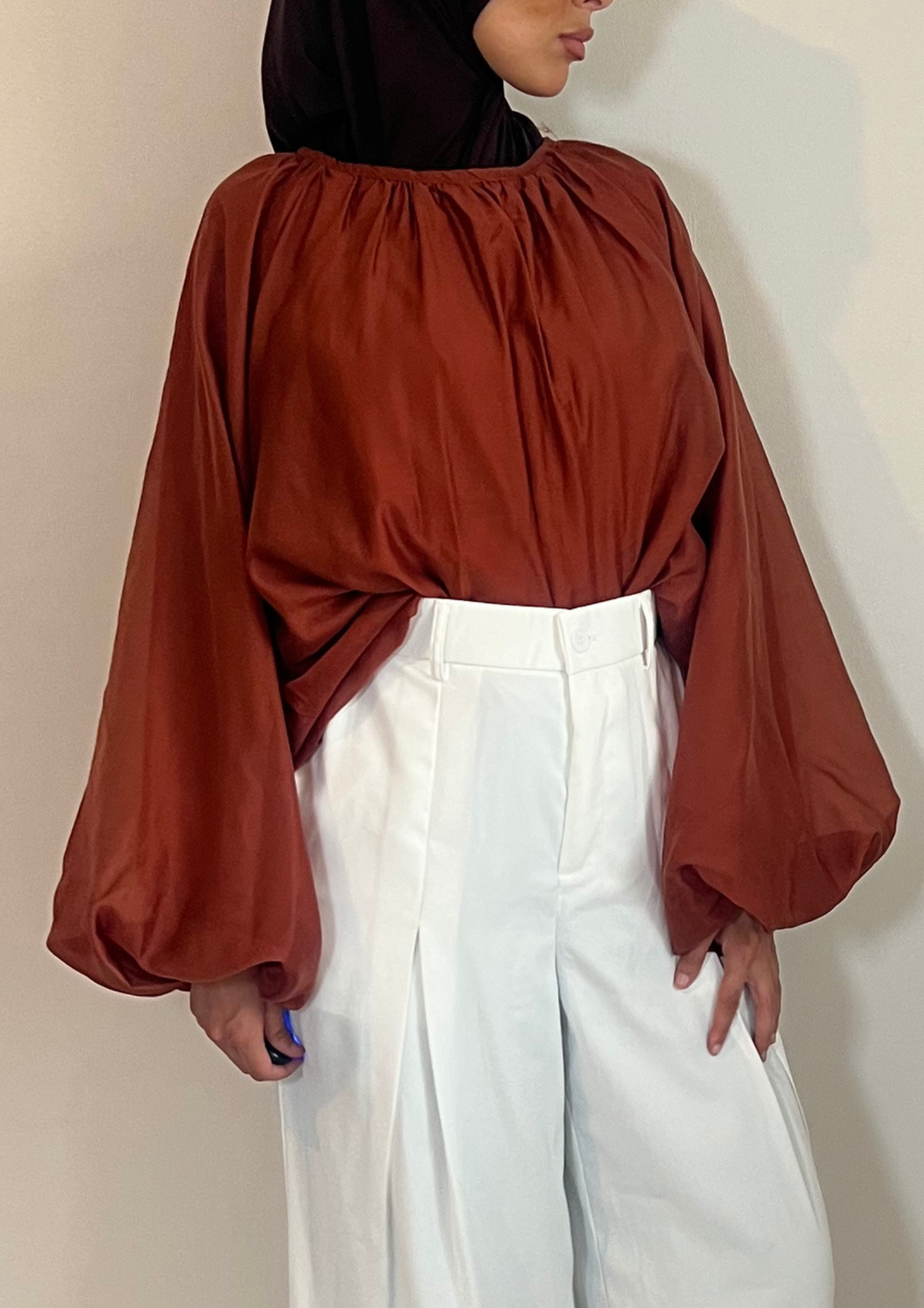 Chemise bouffante corail