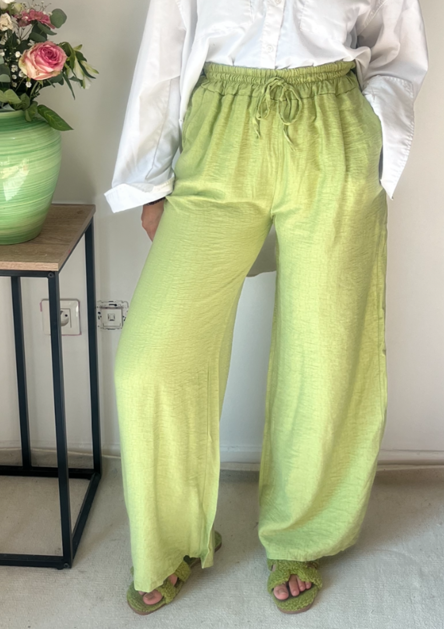 Pantalon lin vert