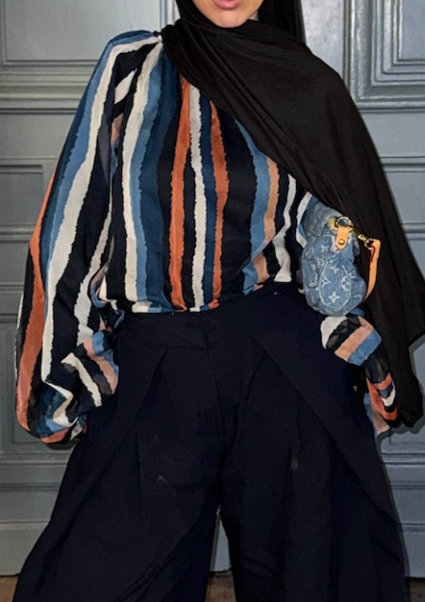 Chemise bouffante mixte bleu