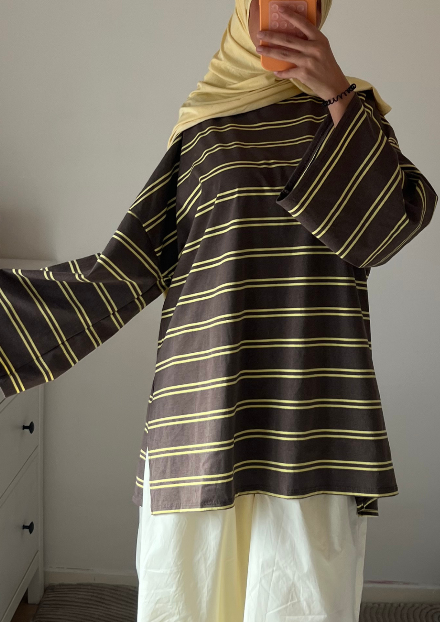Haut oversize à rayure  marron