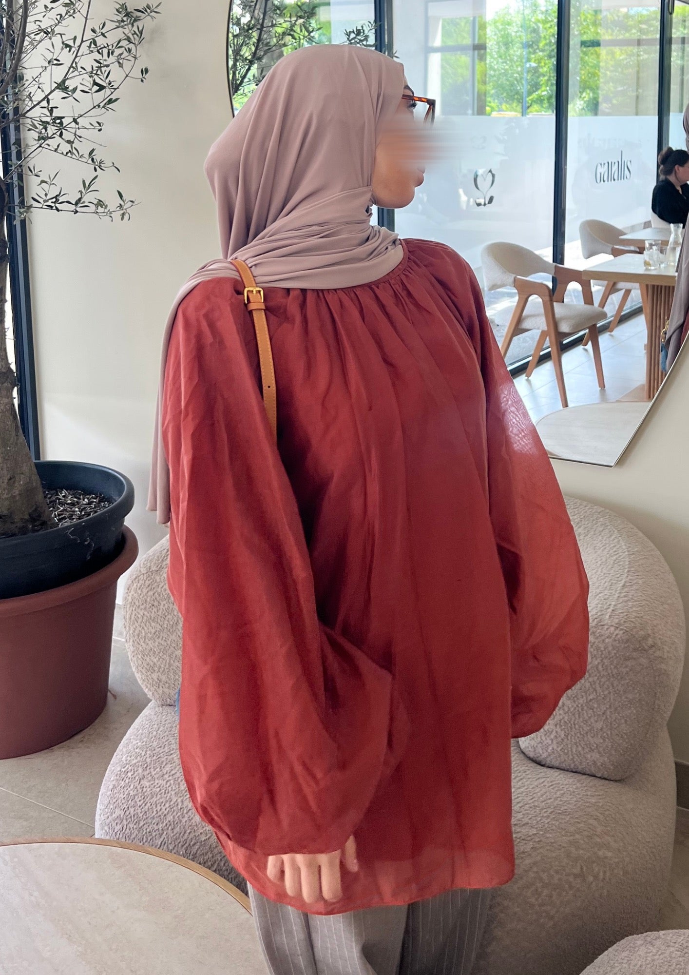Chemise bouffante corail