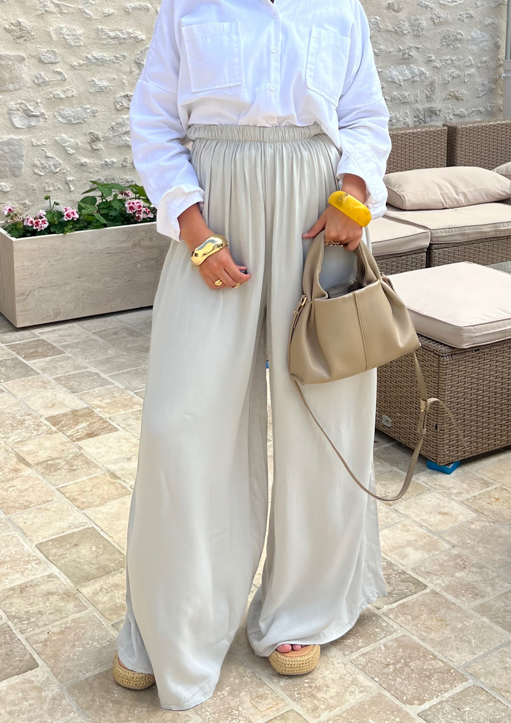 Pantalon Large Crème