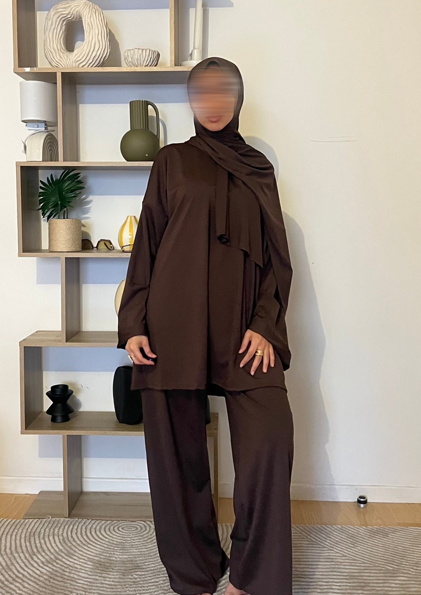 Burkini simple complet marron