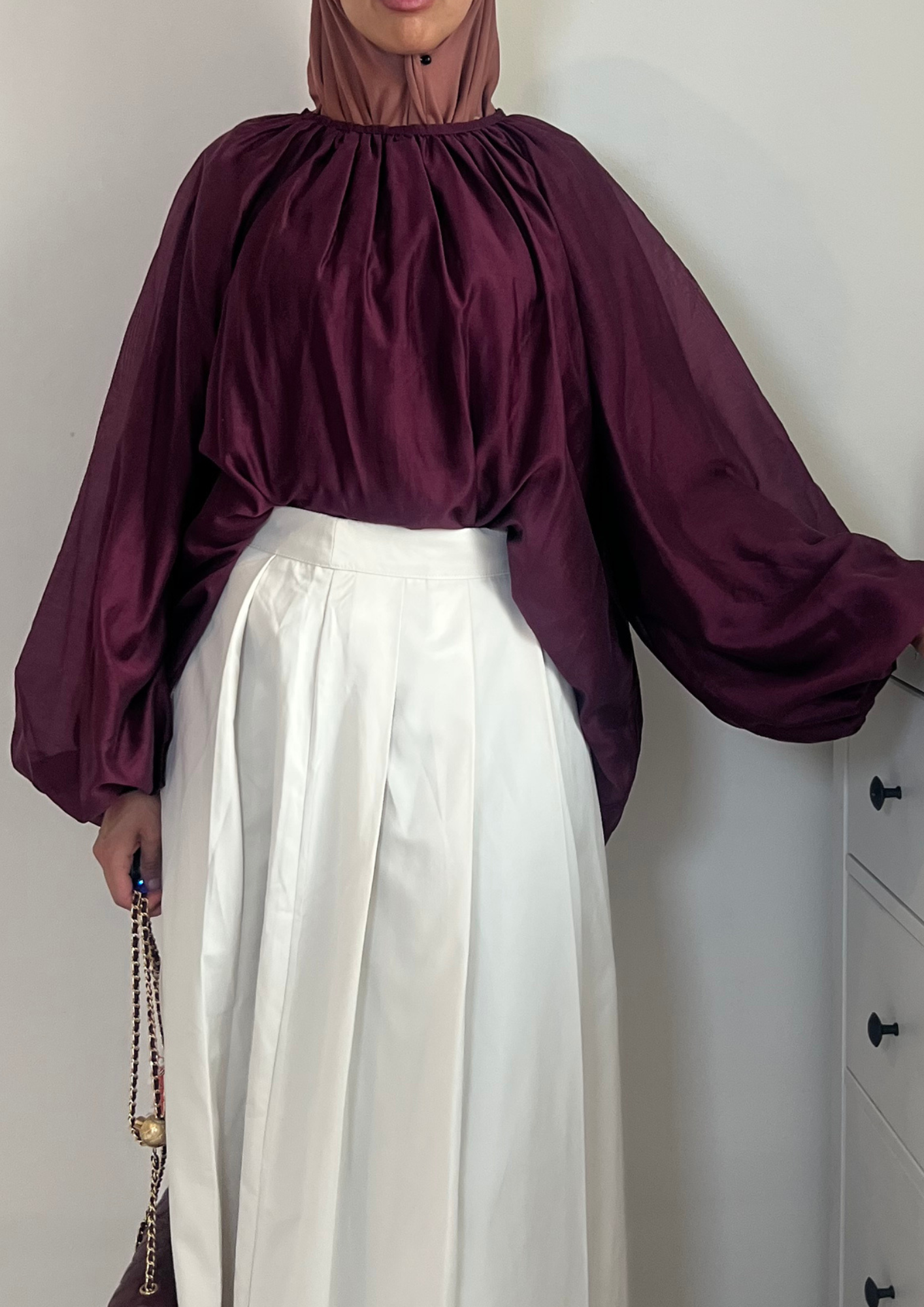 Chemise bouffante bordeaux