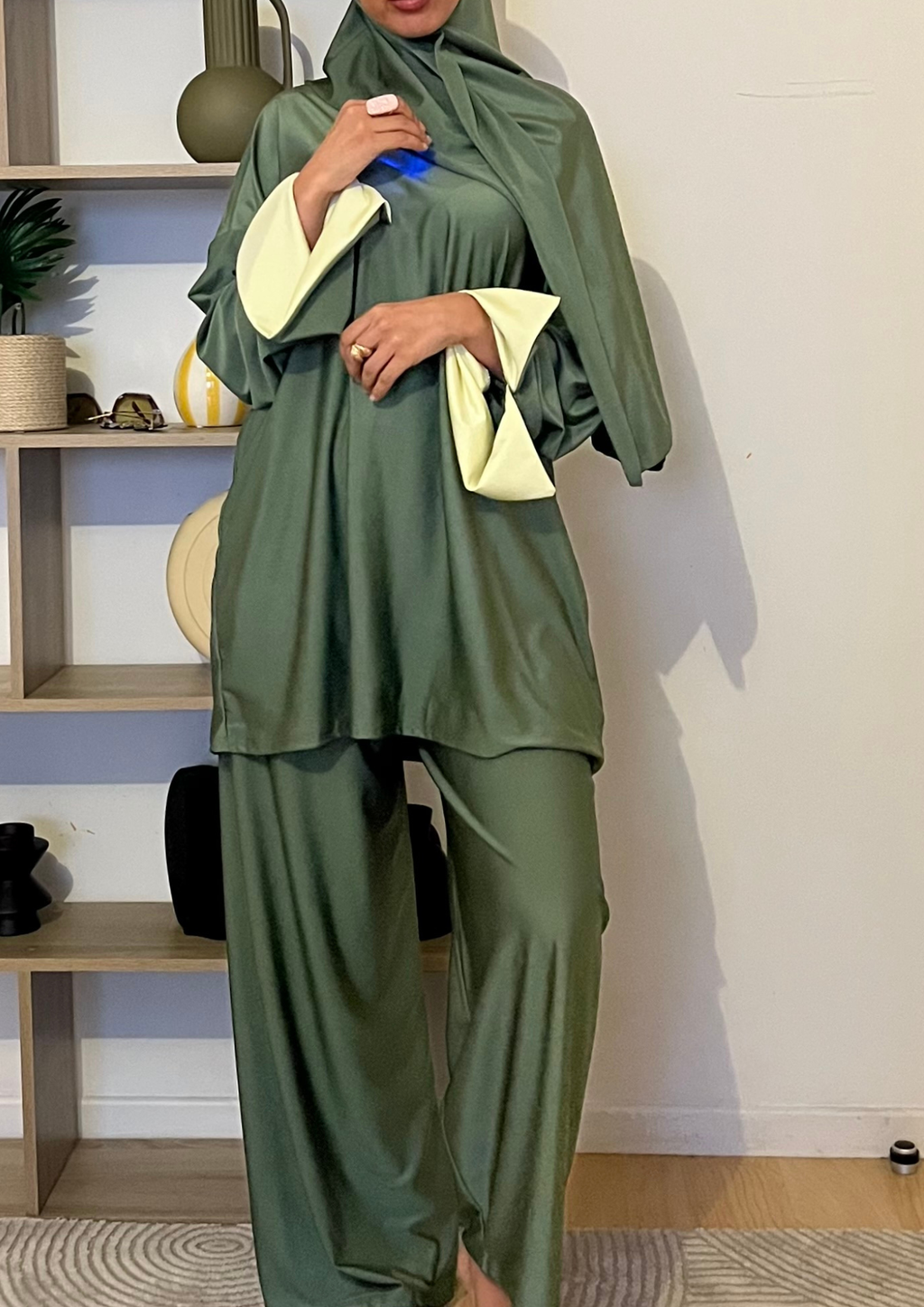 Burkini bicolore Vert brillant/Jaune