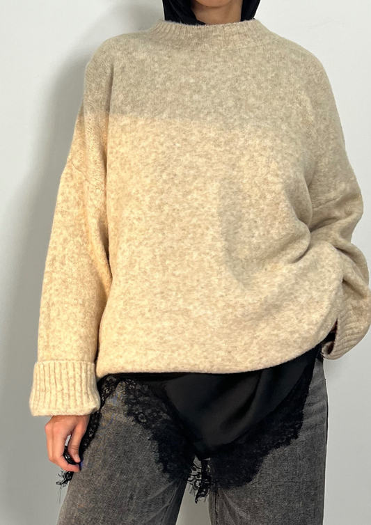 Pull en laine beige