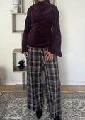 Pantalon à carreaux bordeaux