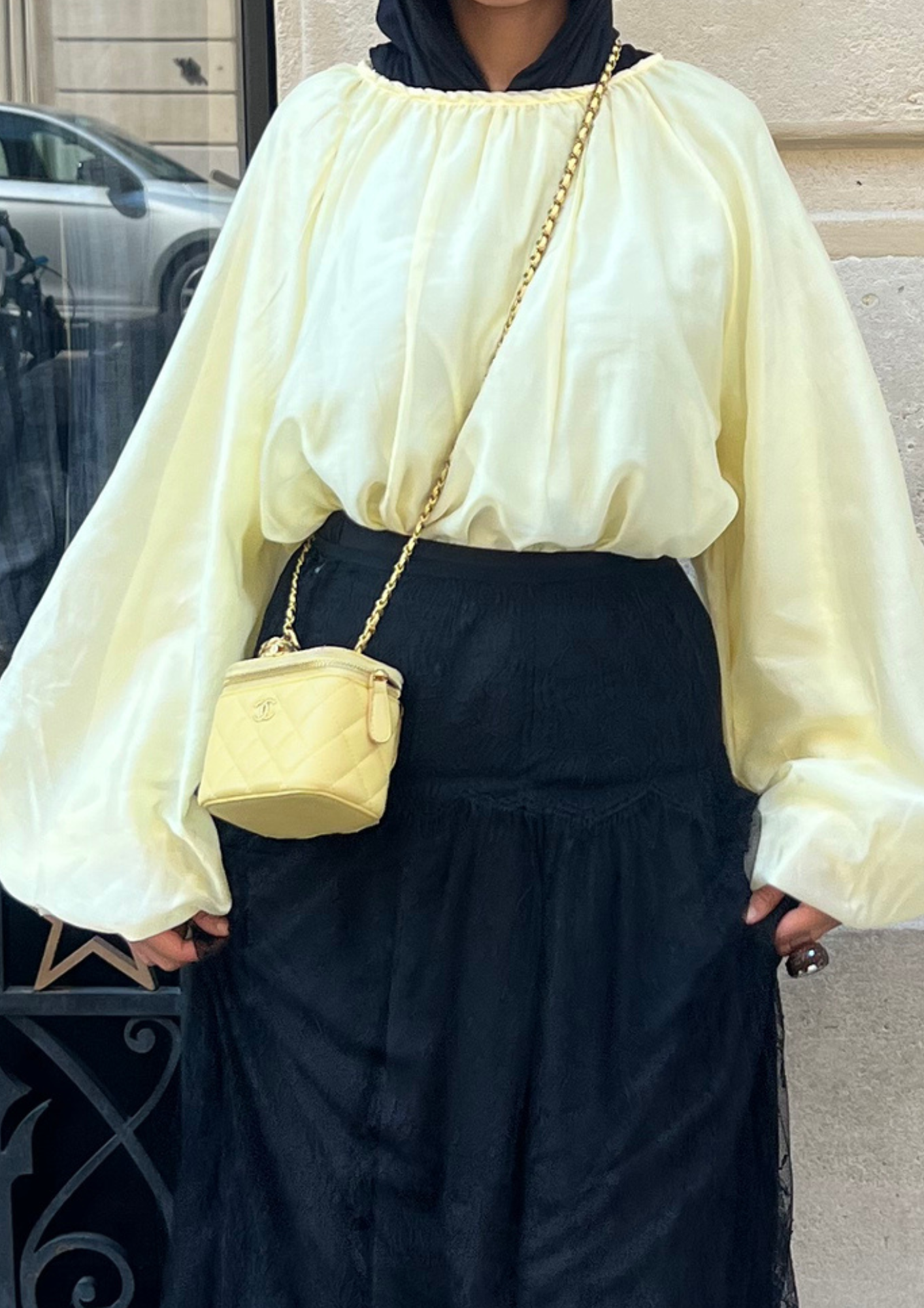 Chemise bouffante jaune