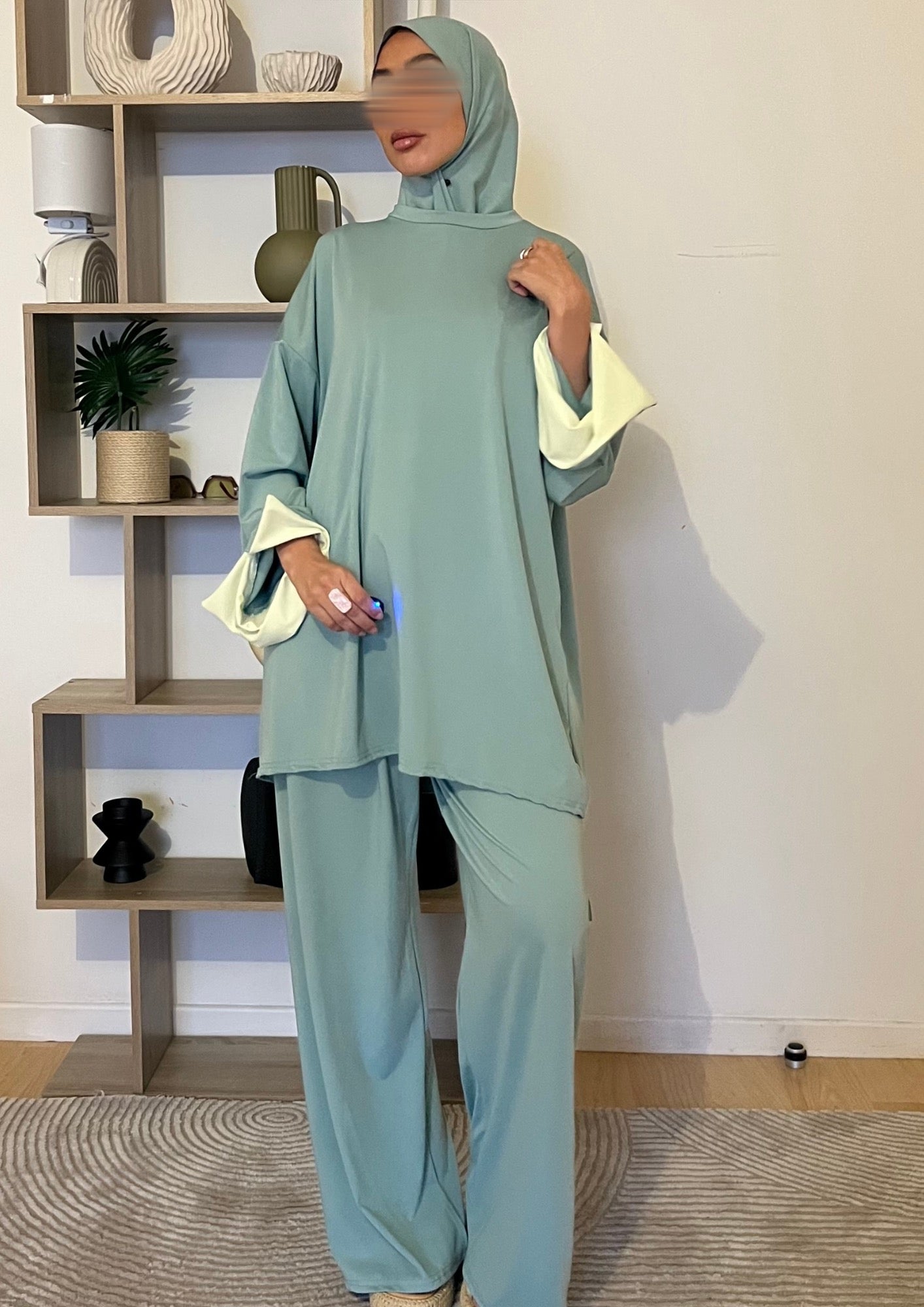 Burkini bicolore turquoise / Jaune