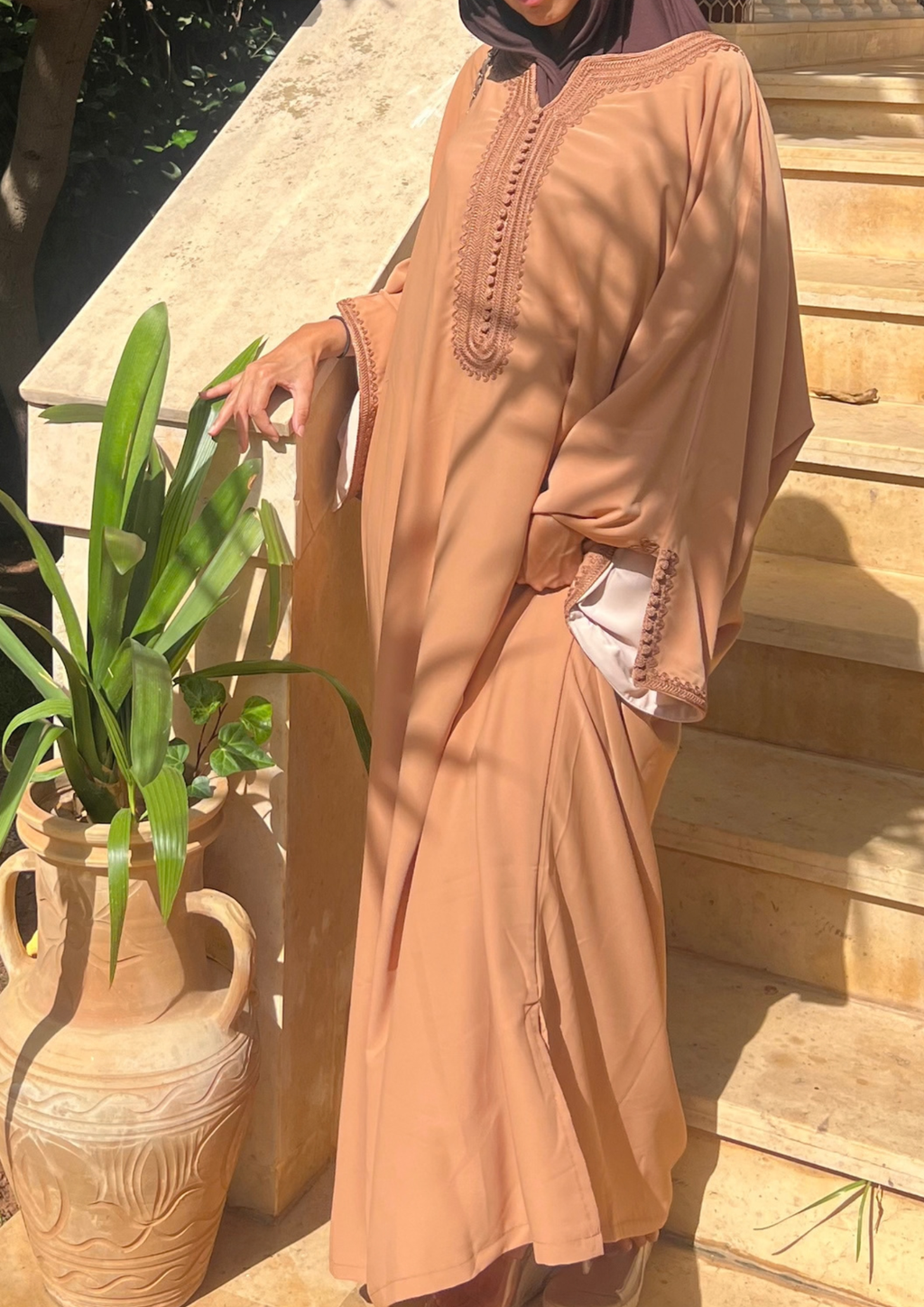 Jellaba bicolore marron
