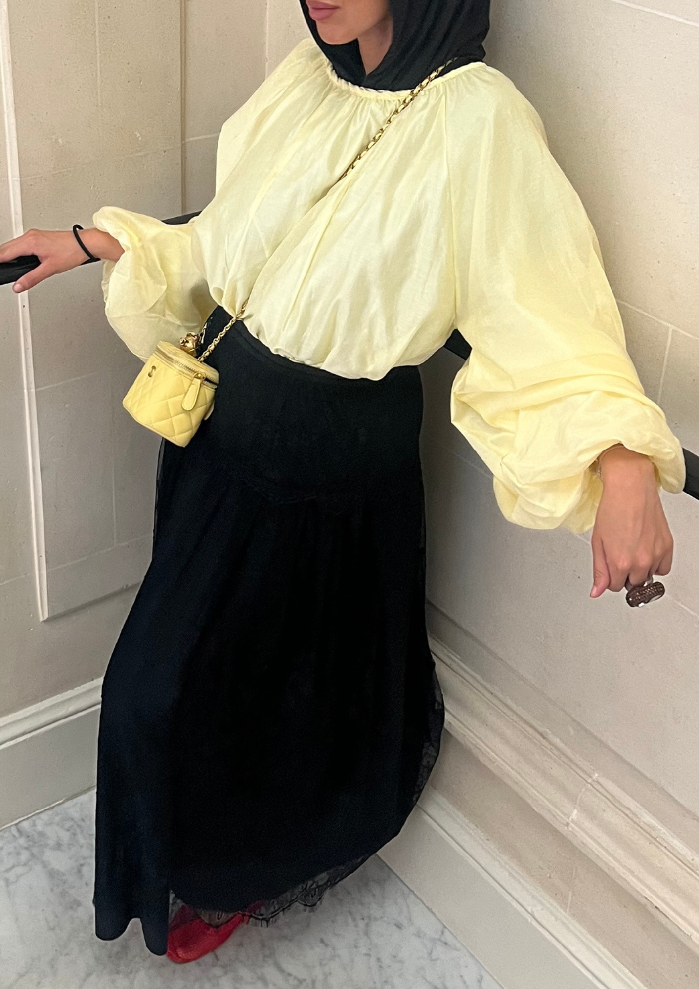 Chemise bouffante jaune