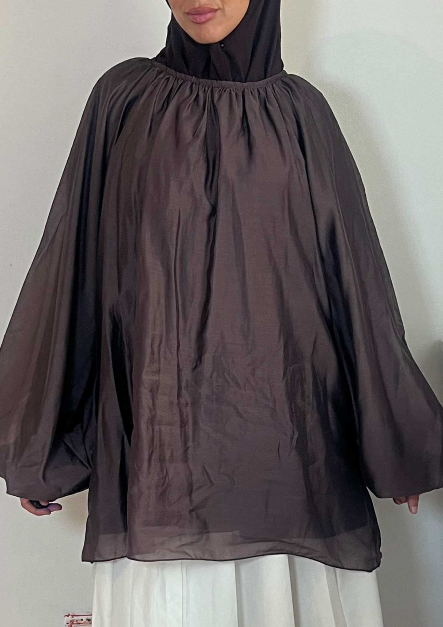 Chemise bouffante marron