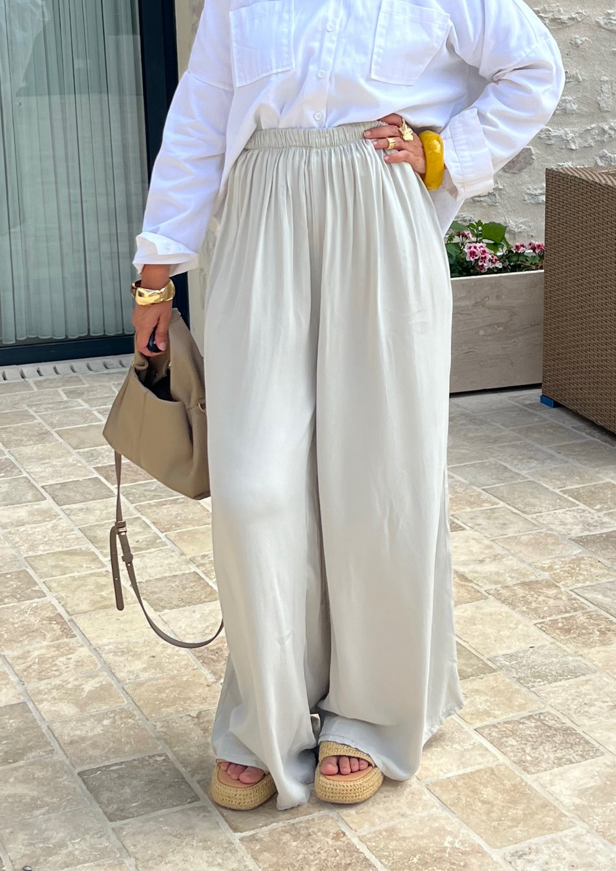 Pantalon Large Crème
