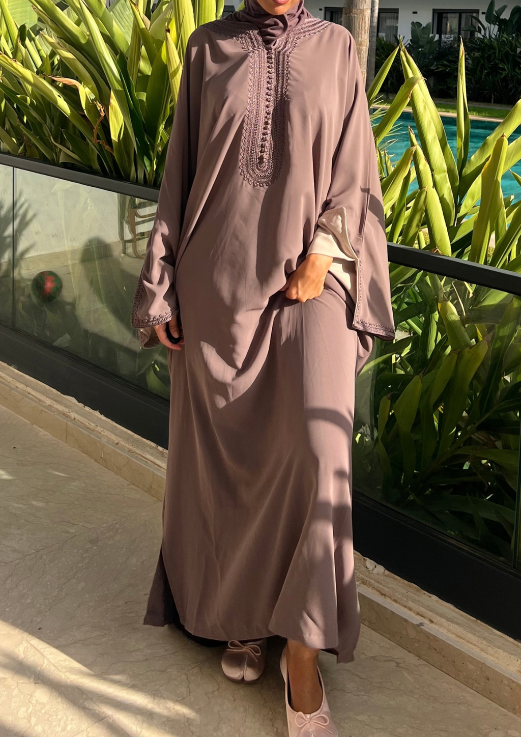 Jellaba bicolore Taupe