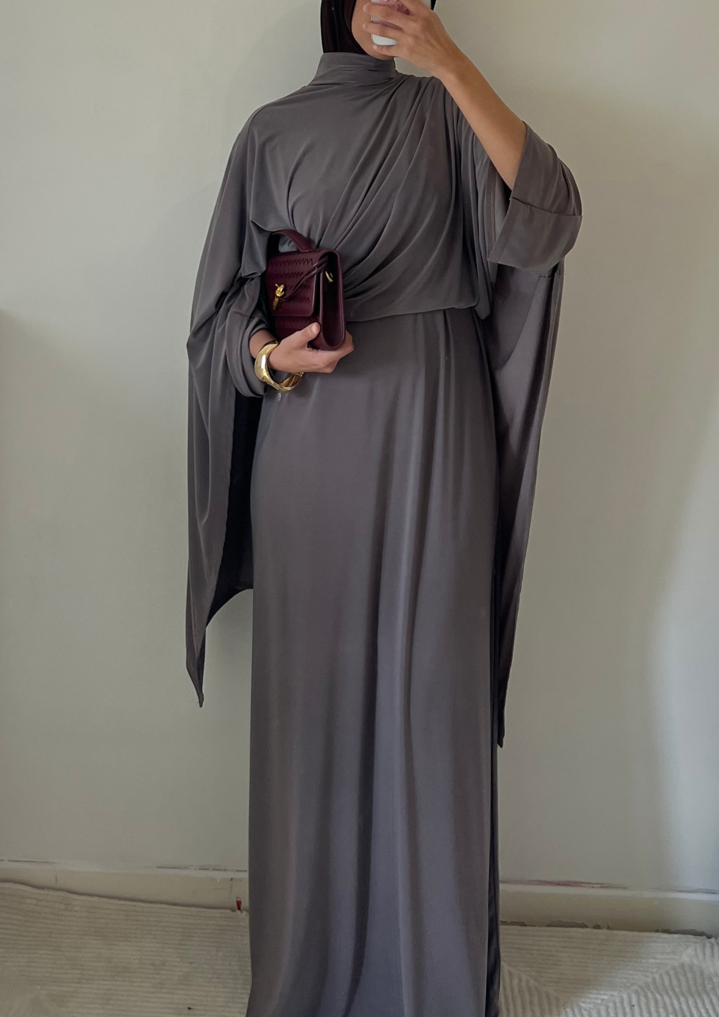 Robe cape taupe