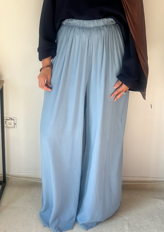 Pantalon large Bleu
