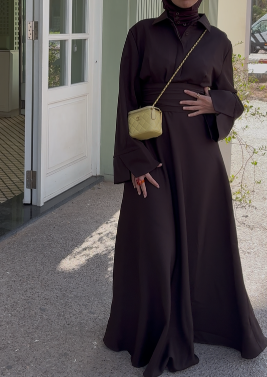 Robe corset marron