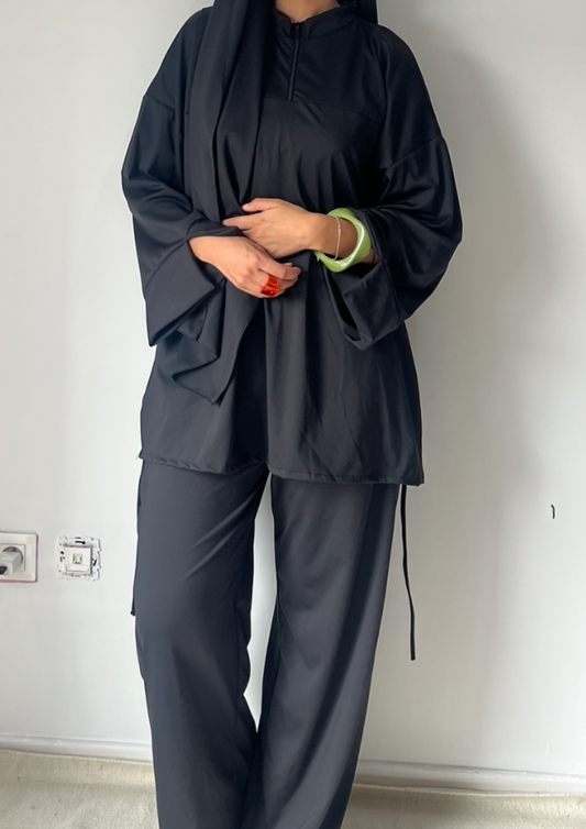 Burkini a zip complet noir