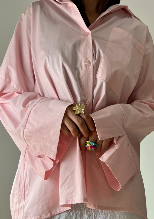 Chemise oversize rose
