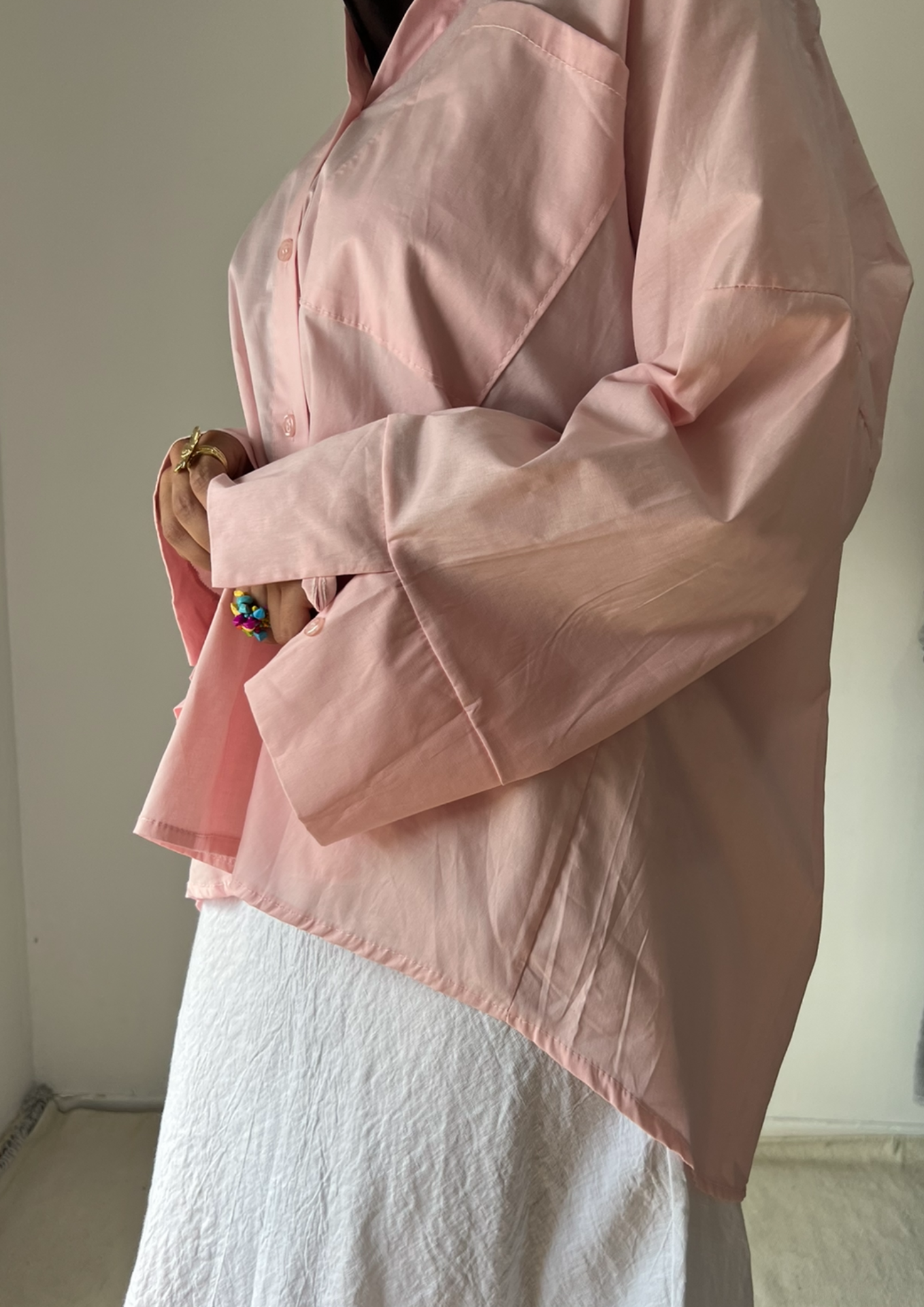 Chemise oversize rose