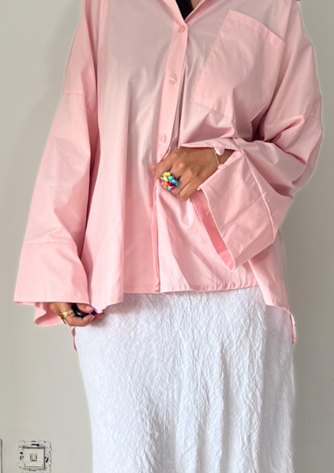 Chemise oversize rose