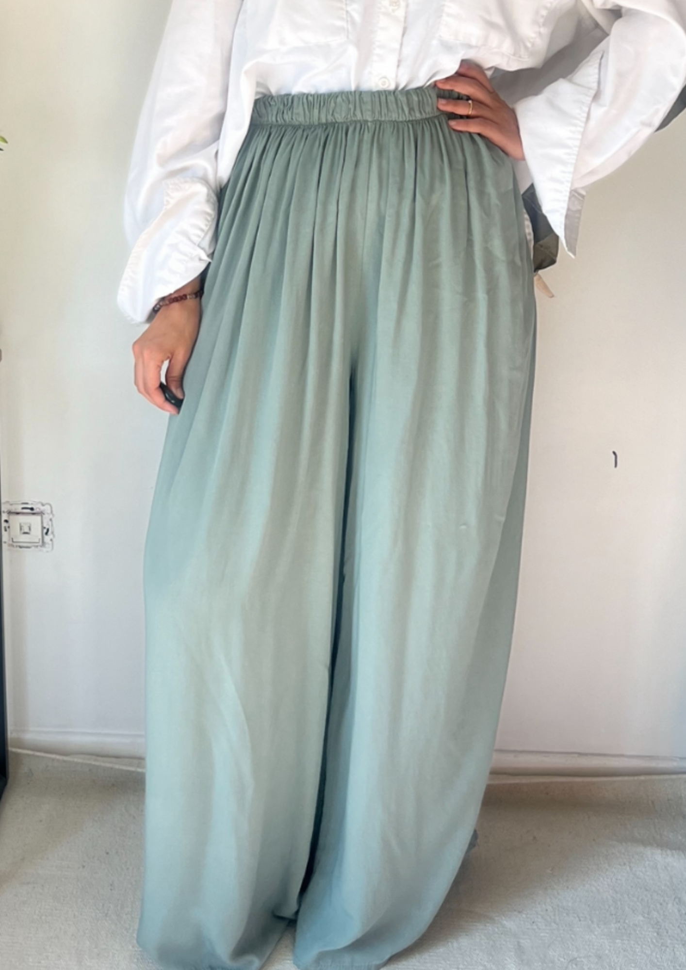 Pantalon large vert d’eau