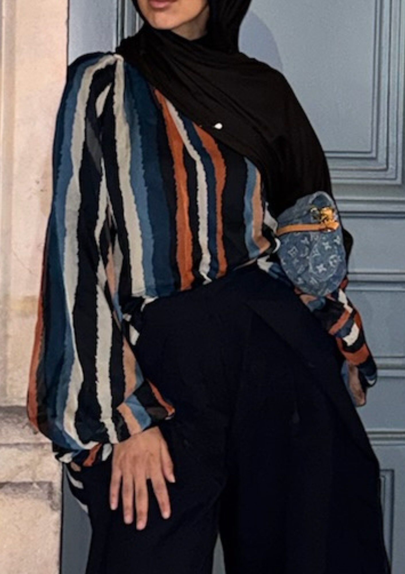 Chemise bouffante mixte bleu