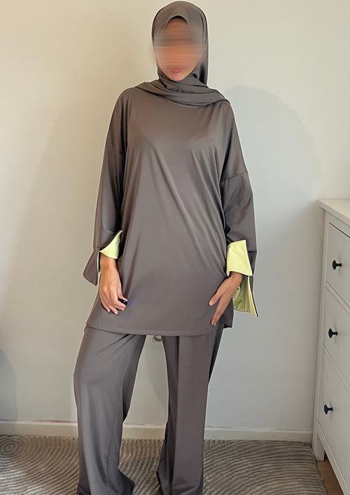 Burkini bicolore taupe