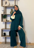 Burkini bicolore vert émeraude /Jaune