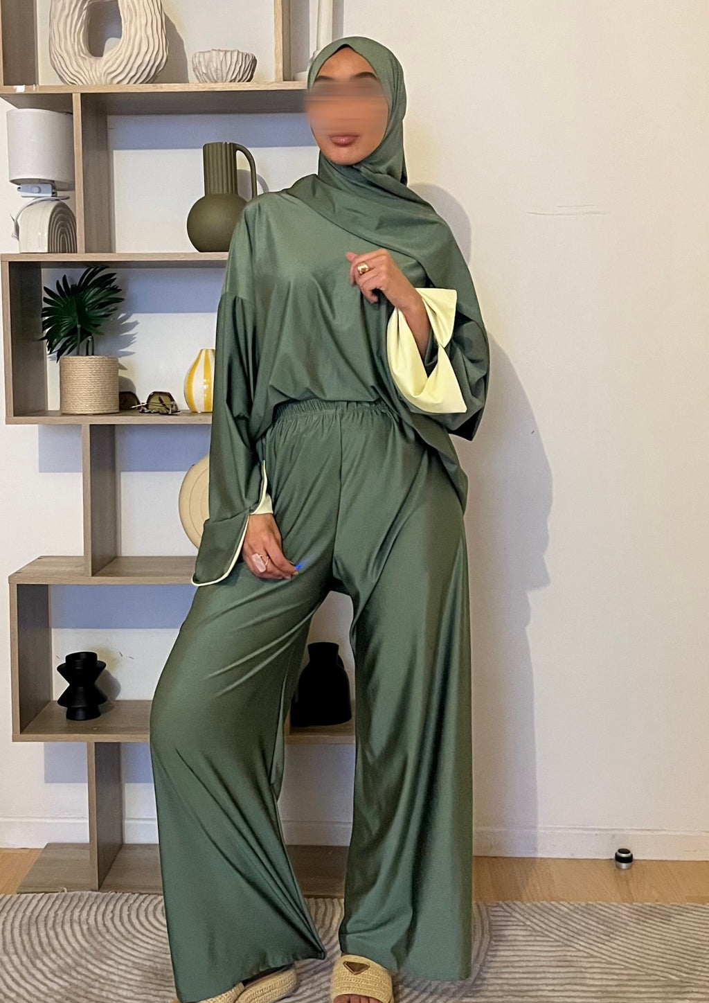Burkini bicolore Vert brillant/Jaune