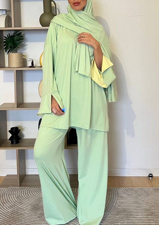 Burkini bicolore matcha/Jaune